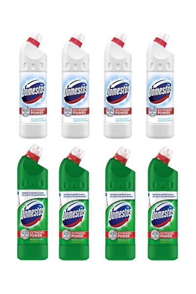 Domestos Απολυμαντικό Domestos Pine x4+ Extended Power White x4 Σετ 8 τεμαχίων