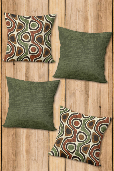 PATRON Digital Printed Soft Textured 4-Piece Throw Pillow Cover Set (43X43 cm...