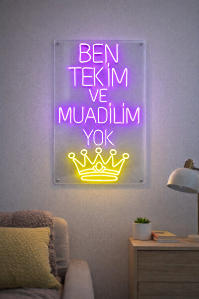 dekoraven Ben Tekim ve Muadilim Yok Yazı Neon Tabela Güzellik Merkezi Kafe (8...
