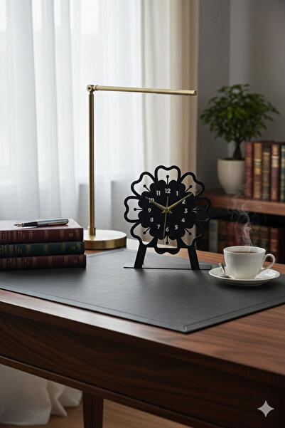 MOOCLOCK Lüks Metal Mercan Tasarım Dekoratif Masa Saati Sessiz Akar Mekanizma...