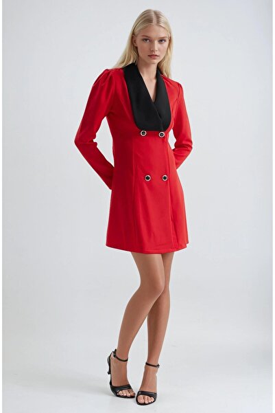 Lijuri Shawl Collar and Balloon Sleeve Jacket Dress 2960