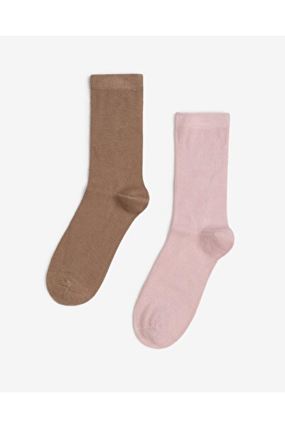 Bolero Kadın Dikişsiz 2'li Bambu Çorap Pembe Kahve