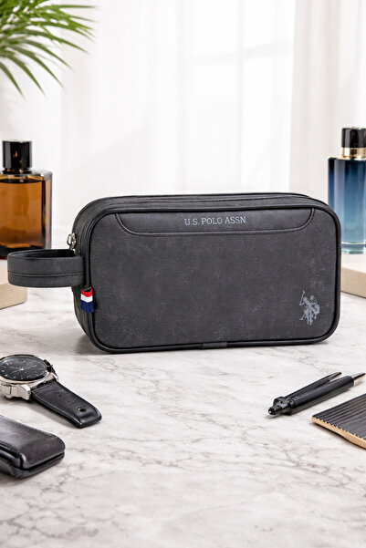 U.S. Polo Assn. Pltrs25002 Anthracite Men's Hand and Shaving Bag – Water-Resi...