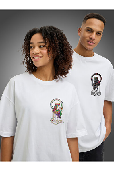 Gadali Unisex Oversize Μπλουζάκι Ζευγαριού King & Queen, Σετ 2 τεμαχίων