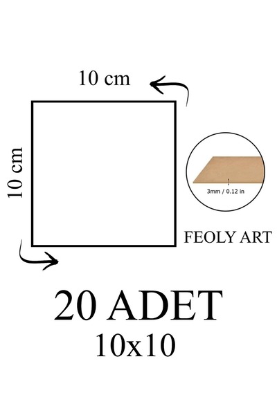 Feoly Art 3 mm 10x10 MDF Plaka (20 ADET) - Hobi, Maket, Ahşap El Sanatları İç...