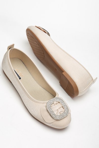 ACMZ SHOES Balerini din satin cu cataramă cu pietre și talpă ortopedică