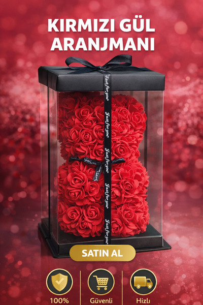 MİRAY FLOWERS HEDİYELİK Kırmızı gül aranjmanı Teddy Rose güllü ayıcık sevgili...