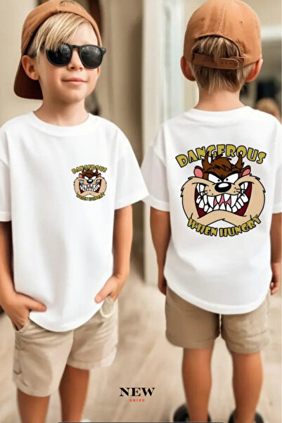 New Shine تي شيرت مطبوع عليه عبارة DANGEROUS للأطفال من الجنسين