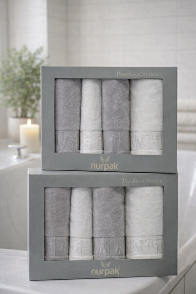 Nurpak Bamboo Towel Set Bathroom Set 70% Bamboo 30% Cotton 2 Pieces 90*150 cm...