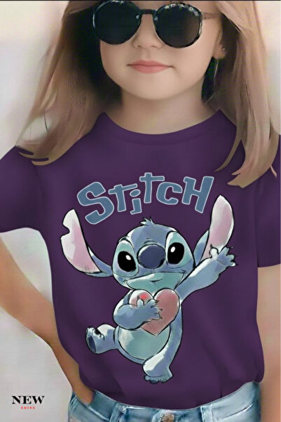 New Shine تي شيرت مطبوع عليه ستيتش للأطفال من الجنسين