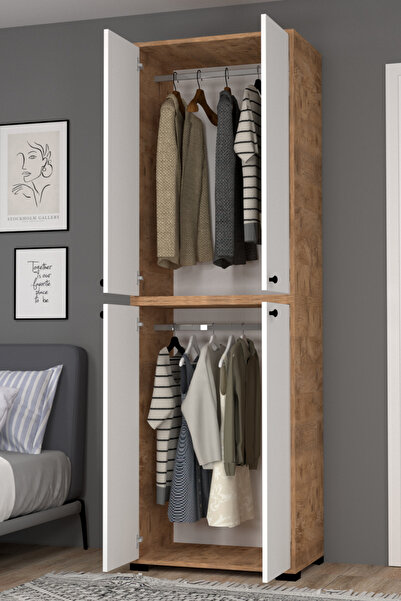 MOBİLİQUE Bükreş No.1 Çok Amaçlı 2 Askılı Dolap Çam-Beyaz