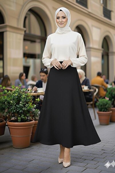 MODA UGS Bell Cut Black Scuba Flared Skirt