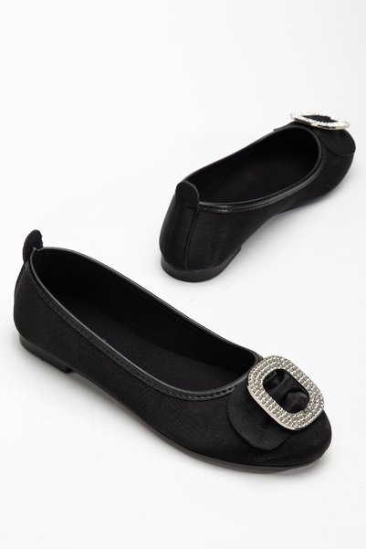 ACMZ SHOES Balerini din satin cu cataramă cu pietre și talpă ortopedică