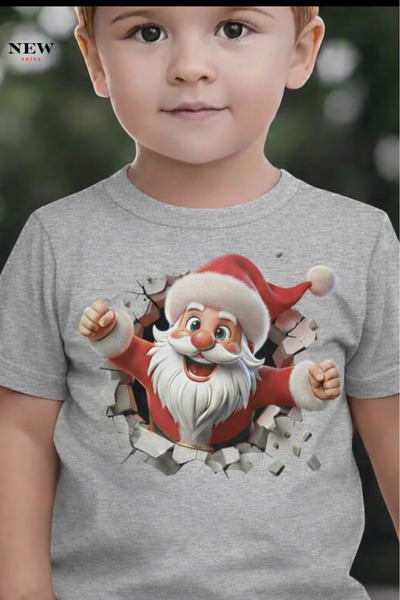 New Shine تي شيرت للأطفال مطبوع عليه سانتا كلوز للجنسين