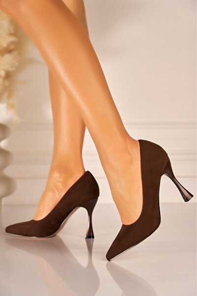 Joana Women's Suede Stiletto Heels, Brown, Size 39