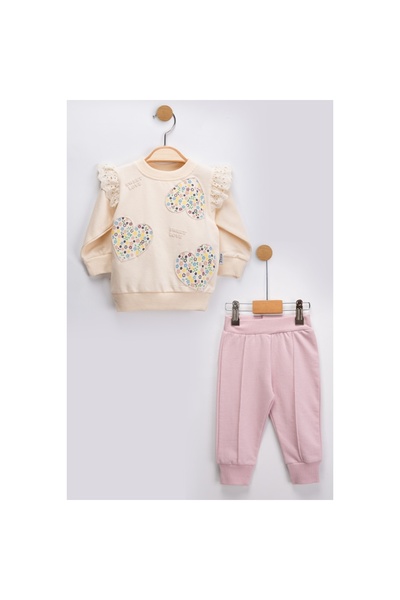 Pofidik Baby 100% Cotton Girls' 2-3-4-5 Years Old Sweet Love 2-Piece Set