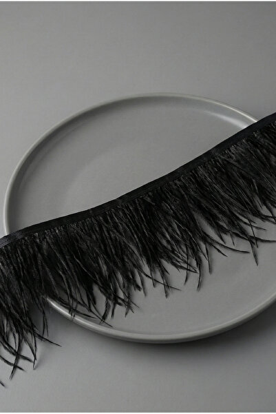 Massaltay Siyah Deve Kuşu Tüyü Şerit 1 Metre | Abiye, Kına, Kostüm ve Dekorat...