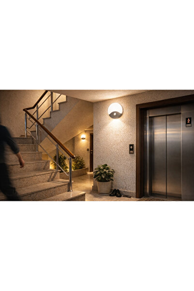K2 GLOBAL 15W Sensörlü Yuvarlak LED Duvar Armatürü – 1190Lm – 6500K – Hareket...
