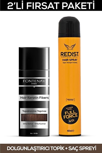 Fontenay Paris Saç Dolgunlaştırıcı Keratin Fibers Orta Kahve Topik Saç Tozu 5...