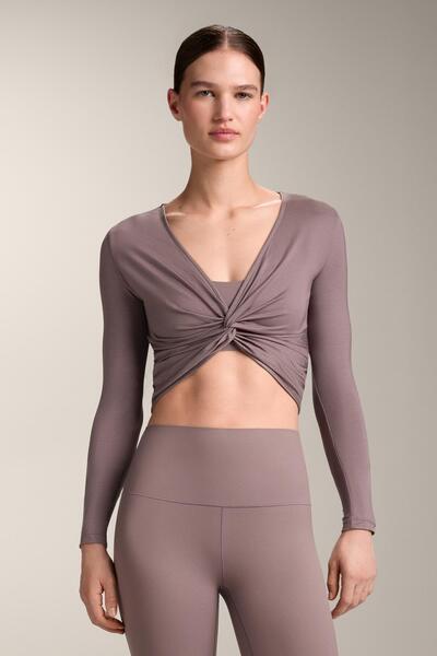 Oysho Lyocell karışımlı uzun kollu düğümlü T-shirt