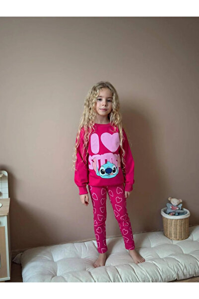 kidstalya طقم أطفال من مطبوع قطع من ستيتش كاركتير باللون الفوشيا