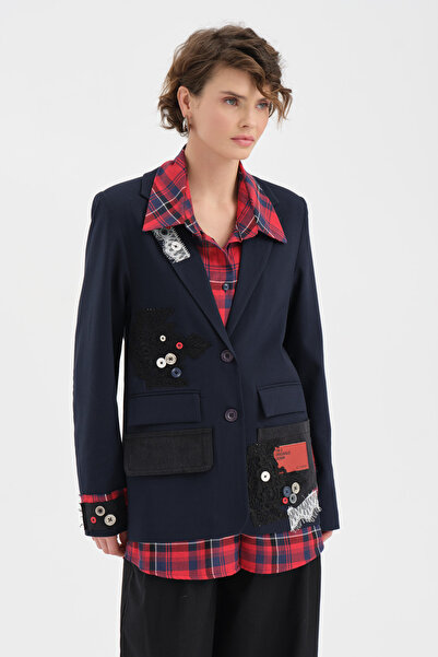 tw3 Жіноча картата сорочка з деталізованим дизайном Блейзер