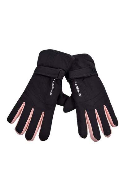 AVA Manusi Schi pentru Femei Negru cu Roz, Antiderapante, Captuseala Calduroasa