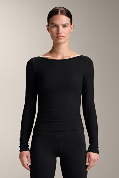 Oysho Rib modal blend boat neck T-shirt