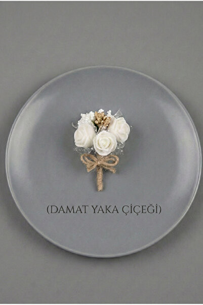 Massaltay Beyaz Lateks Çiçekli Yaka Çiçeği | Damat & Sağdıç Yaka İğnesi | Zin...
