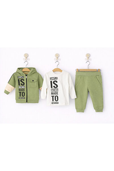 minitix Set Trening Băieți 3 Piese Verde – Confortabil, Material Moale, 6–24 ...