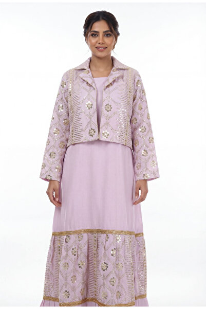 Rokon Dana جلابيه لنن انيقه مع جاكت مطرزه بالترتر