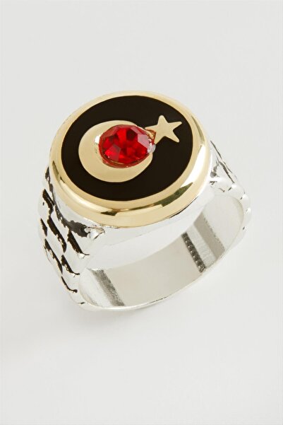 ZERO LAND Lvsqvr Moon Star Metal Men's (201529) Ring-Silver Color