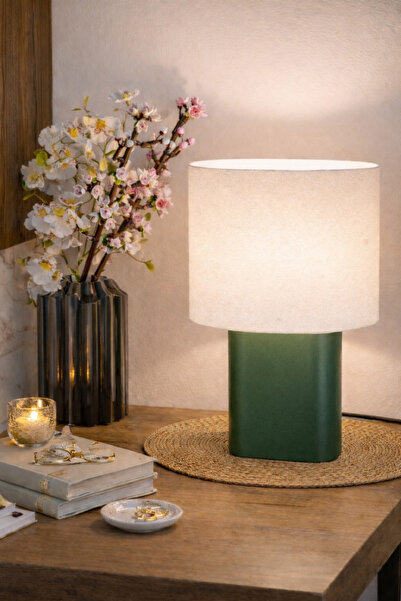 Vescarri مصباح طاولة عصري بقاعدة مربعة - تصميم عاكس الضوء بنسيج قماشي