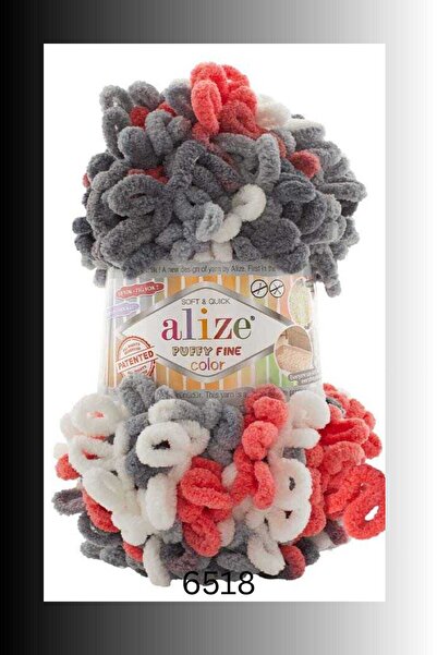 Alize خيط حياكة يدوي منتفخ وناعم ملون بعقدة صغيرة (مفرد) - 100 جرام. 14.5 متر...