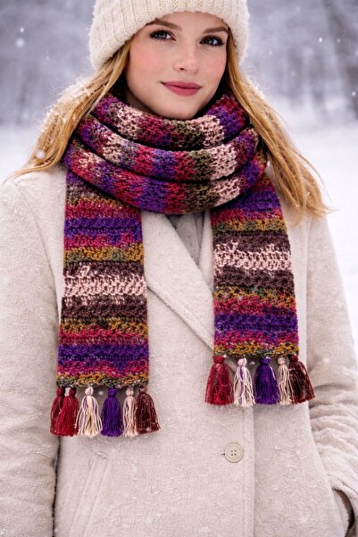 KMFashion وشاح محبوك يدويًا |   دافئ في فصل الشتاء |   تصميم أنيق وعصري