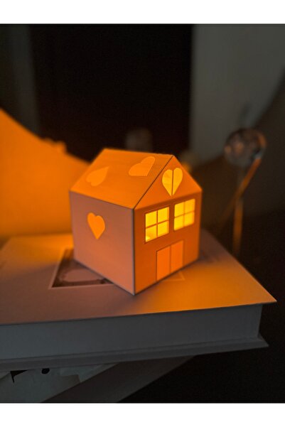 Home Cozy Sarı Işıklı Tealight Kış Evi (led mum dahil)
