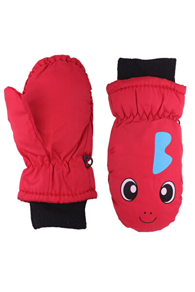 Modabay Parmaksız Kız Çocuk Kar Eldiven Kırmızı 2-4 Yaş Yavru Balık Desenli M...