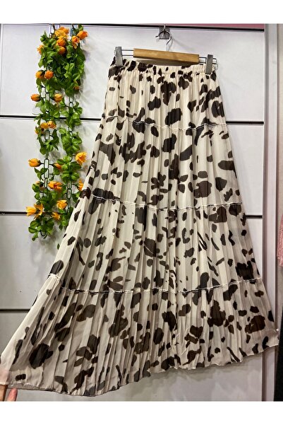 edu collection Patterned Layered Chiffon Skirt with Lining