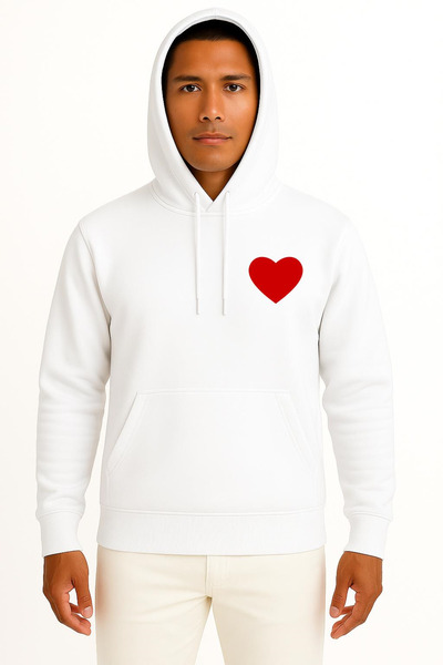 Bahriyeli Collection Hooded Heart Pocket Printed Unisex Sweatshirt