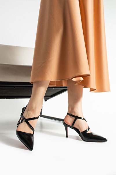 ELVI Black Women's Thin-Heeled Shoes [7] cm