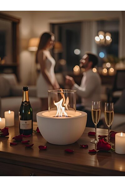 betonmall Dekoratif Bacasız Bioetanol Şömine | Dekoratif Masaüstü Beton Ateş ...