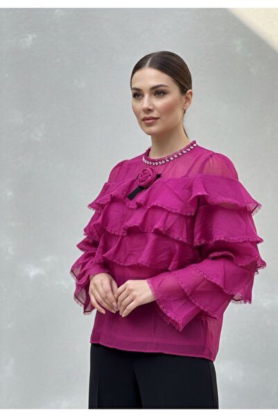 Rabiossa Women's Layered Flounce Blouse