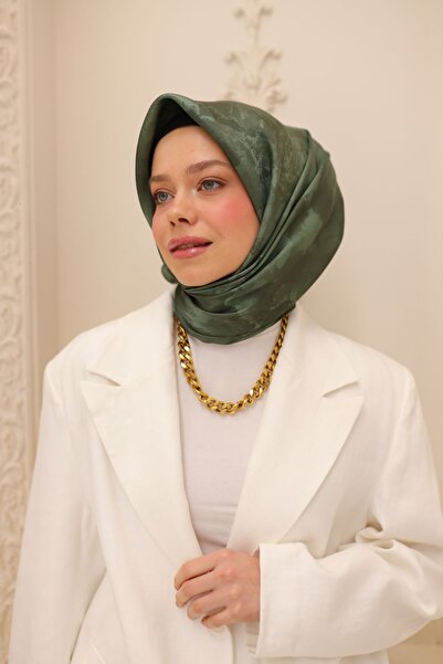 Silk Home Kadın Seramik Yeşil Bulut Desen Parlak Shiny Eşarp 75002-48