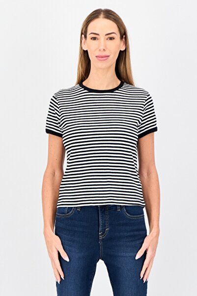 Brave Soul Women Crew Neck Short Sleeve Stripe T-Shirt, Multicolor