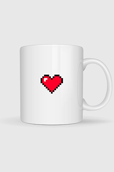 Bahriyeli Collection Pixel Heart Printed Mug Cup