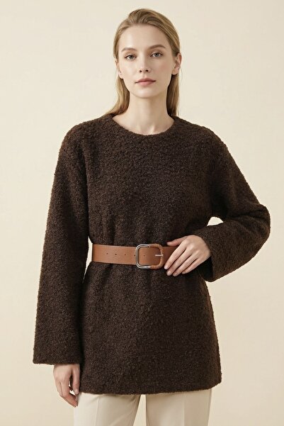 NEFESSE Kemerli Kalın Buklet Kazak