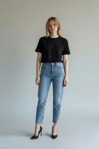 Nostos Algos Siyah Bisiklet Yaka Basic T-shirt