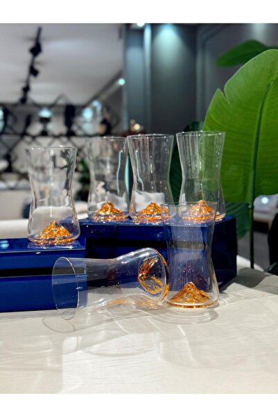 ROY KING Royking Mountain Uzun Meşrubat Bardak 6'lı Su Bardağı Bal YV-228