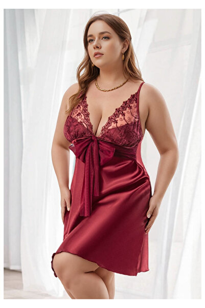 QKK Cămașă de noapte din satin mărime mare - Cămașă de noapte mărime plus cu ...