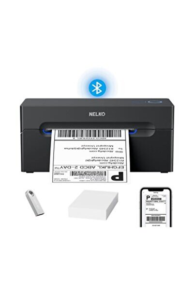Nelko Imprimantă termică Bluetooth pentru etichete de expediere, imprimantă w...